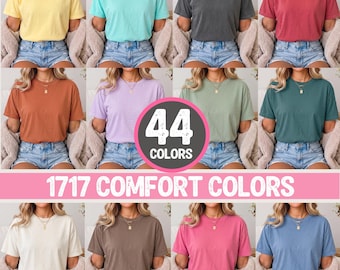 Paquete de maquetas de camisetas Comfort Colors C1717 / Maqueta de camiseta CC 1717 para modelo femenina / Estilo de vida acogedor, moderno y bohemio / Maqueta de camisa de otoño
