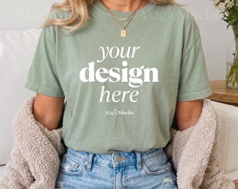 BAY Comfort Colors C1717 Tshirt Mockup Bundle | Female Model CC 1717 T-Shirt Mock-up | Cozy Trendy Boho Aesthetic Lifestyle | Fall Shirt