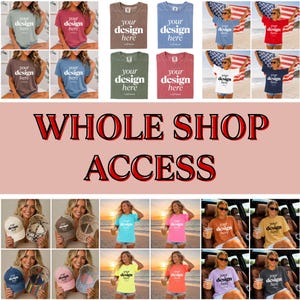 May include: A collection of t-shirts and baseball caps in various colors, featuring the text "YOUR DESIGN HERE" printed in white. The display includes multiple mockups of apparel items, some worn by individuals and others shown as flat product images.