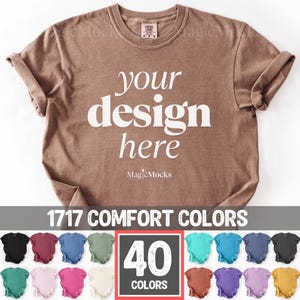 Flatlay Comfort Colors 1717 T-Shirt-Mockup-Bundle C1717 | Flat-Lay-T-Shirt-Mockup | Echtes Shirt auf weißem Hintergrund | Verwaschener, trendiger Vintage-Look
