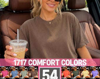 Comfort Colors 1717 Shirt Mockup Bundle | C1717 Lifestyle On Model In The Car Tshirt Mockups Bundle |  Trendy Coquette Summer T-Shirt Mocks