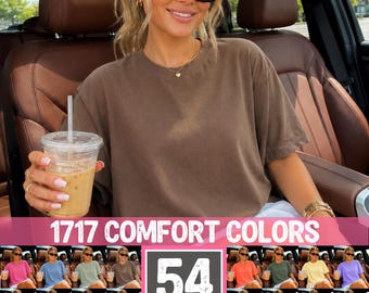 Comfort Colors 1717 Shirt Mockup Bundle | C1717 Lifestyle On Model In The Car Tshirt Mockups Bundle |  Trendy Coquette Summer T-Shirt Mocks