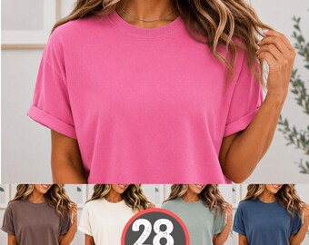 Comfort Colors 1717 Shirt Mockup Bundle | C1717 Muti Color Pack | CC1717 Close Up On Model Sitting TShirt Mock-up | Boho Aesthetic T-Shirt