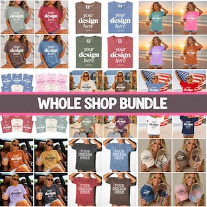 May include: A collection of t-shirts and baseball caps in various colors, each featuring the text 'YOUR DESIGN HERE' in white, displayed in multiple lifestyle settings including beach scenes, indoor environments, and vehicle interiors.