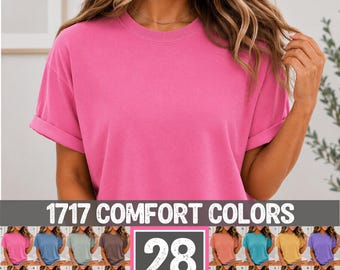 Comfort Colors 1717 Shirt Mockup Bundle | C1717 Muti Color Pack | CC1717 Close Up On Model Sitting TShirt Mock-up | Boho Aesthetic T-Shirt