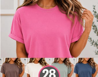 Comfort Colors 1717 Shirt Mockup Bundle | C1717 Muti Color Pack | CC1717 Close Up On Model Sitting TShirt Mock-up | Boho Aesthetic T-Shirt
