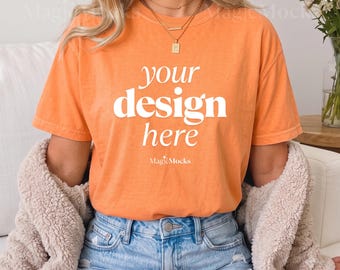 MELON Comfort Colors C1717 Tshirt Mockup Bundle | Female Model CC 1717 T-Shirt Mock-up | Cozy Fall Trendy Lifestyle Boho Aesthetic Shirt