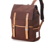 Sale 78 -> 40USD - Belt point Cotton Backpack (Brown)