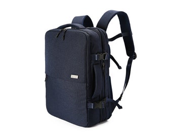 Pro Deluxe Air mesh cushion Expandable Backpack (Navy)