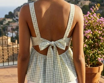 Schnittmuster für ein Top mit Bindebändern im Rücken, Damen-Schnittmuster, Peplum-Top-Schnittmuster, Schnittmuster für Damen, Sommertop, Top mit Bindebändern, Blusen-Schnittmuster