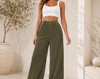 Schnittmuster für weite Hosen, Schnittmuster für Hosen mit weitem Bein, Hosenmuster, Nähvorlagen, Damen-Nähvorlagen, Schnittmuster für Hosen mit hohem Bund