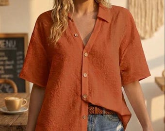 Sommerhemd-Schnittmuster, Hemd-Schnittmuster, Kurzarmhemd-Schnittmuster, Nähschnittmuster, Damen-Nähschnittmuster, Anfänger-Nähschnittmuster für eine Bluse