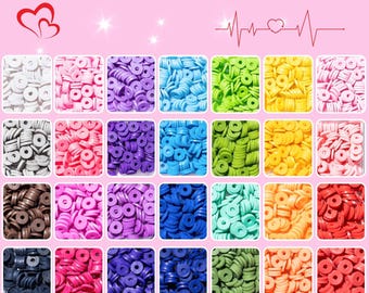 28 Colors 3500PCS Clay Beads Kit – Flat Round Heishi Polymer Beads for Bracelet
