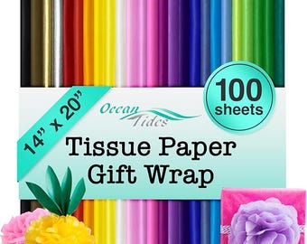 200 Sheets Tissue Paper – 20 Color Bulk Gift Wrapping Paper for Crafts, Packaging