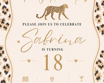 Leopard Print Birthday Invitation Bundle | Safari Cheetah Party Template (Digital Download)