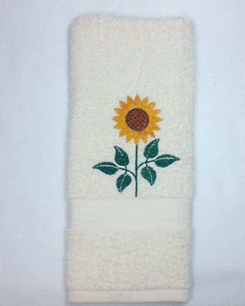 Sunflower Hand Towel Embroidered Sunflower Towel Fall Towel Etsy