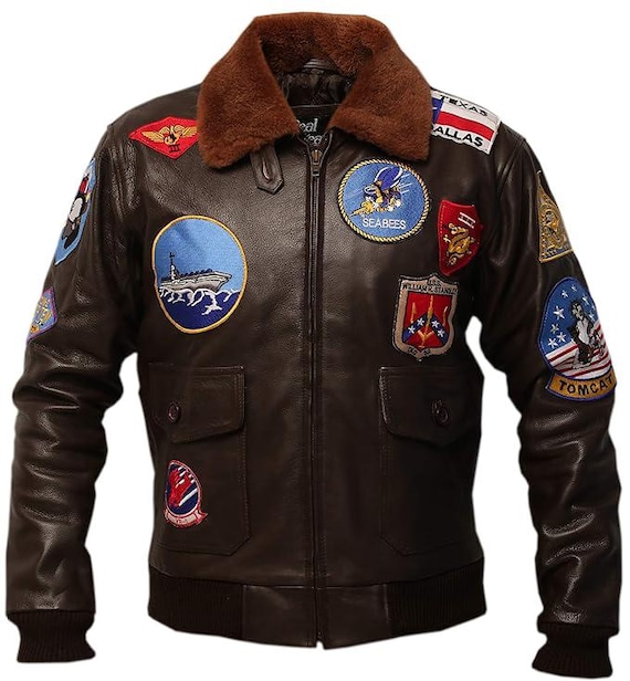 Tom Cruise Flight Men Leather Jacket – Top Gun Bomber Leather Jacket Men – Brown Leather Jacket – Removable Shearling Collar