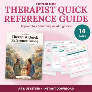 Snel naslagwerk voor therapeuten, spiekbriefje met counselingvaardigheden, overzicht van CBT, DBT en ACT, printbare therapie-interventies