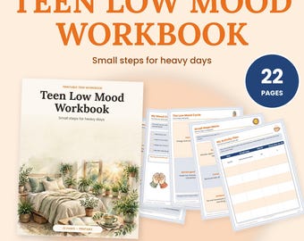Teen Low Mood Workbook Printable, Teen Depression Worksheets, Behavioral Activation, Mood Tracker, Teen Therapy, School Counselor PDF