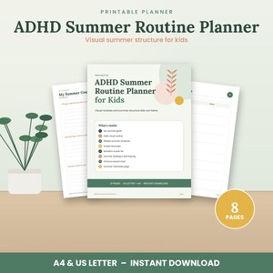 ADHD Summer Routine Planner for Kids, Visual Schedule, Summer Bucket List, Screen Time Chart, Kids Routine PDF