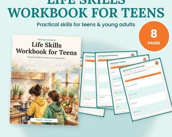 Cahier d'exercices de compétences de vie pour adolescents, autonomie des jeunes adultes, budget, cuisine, fiches pratiques pour devenir adulte, PDF pour l'école à la maison