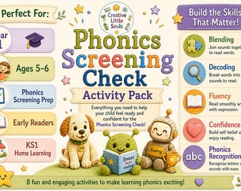 Year 1 Phonics Screening Prep Workbook | KS1 Reading Games, Alien Words (Ages 5-6)