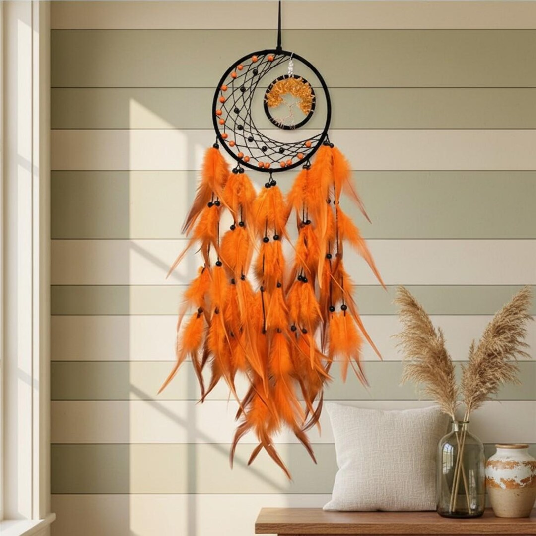 Tree of Life Crystal Dream Catcher Wall Hanging Feather Wind Chime Boho ...