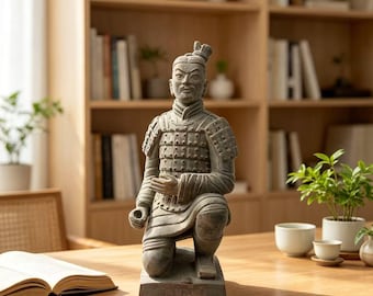 兵馬俑の馬付きフィギュア - ミニチュア中国軍像 - ヴィンテージ