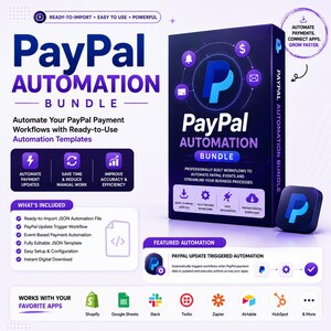 PayPal Automation Bundle | Payment Workflow Templates | Shopify Slack HubSpot Integration | JSON Instant Download