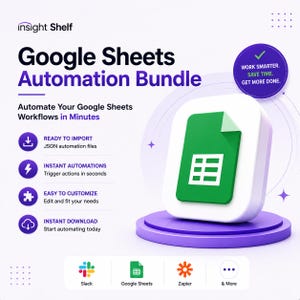 Pacote de Automação do Google Sheets | Modelos de Fluxo de Trabalho Prontos para Importar | Automação de Planilhas | Produtividade na Gestão de Dados