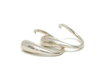 Small Silver Huggies, Silver Hugger Hoops,  Teardrop Hug Earrings,   Artisan Handmade  by Sheri Beryl