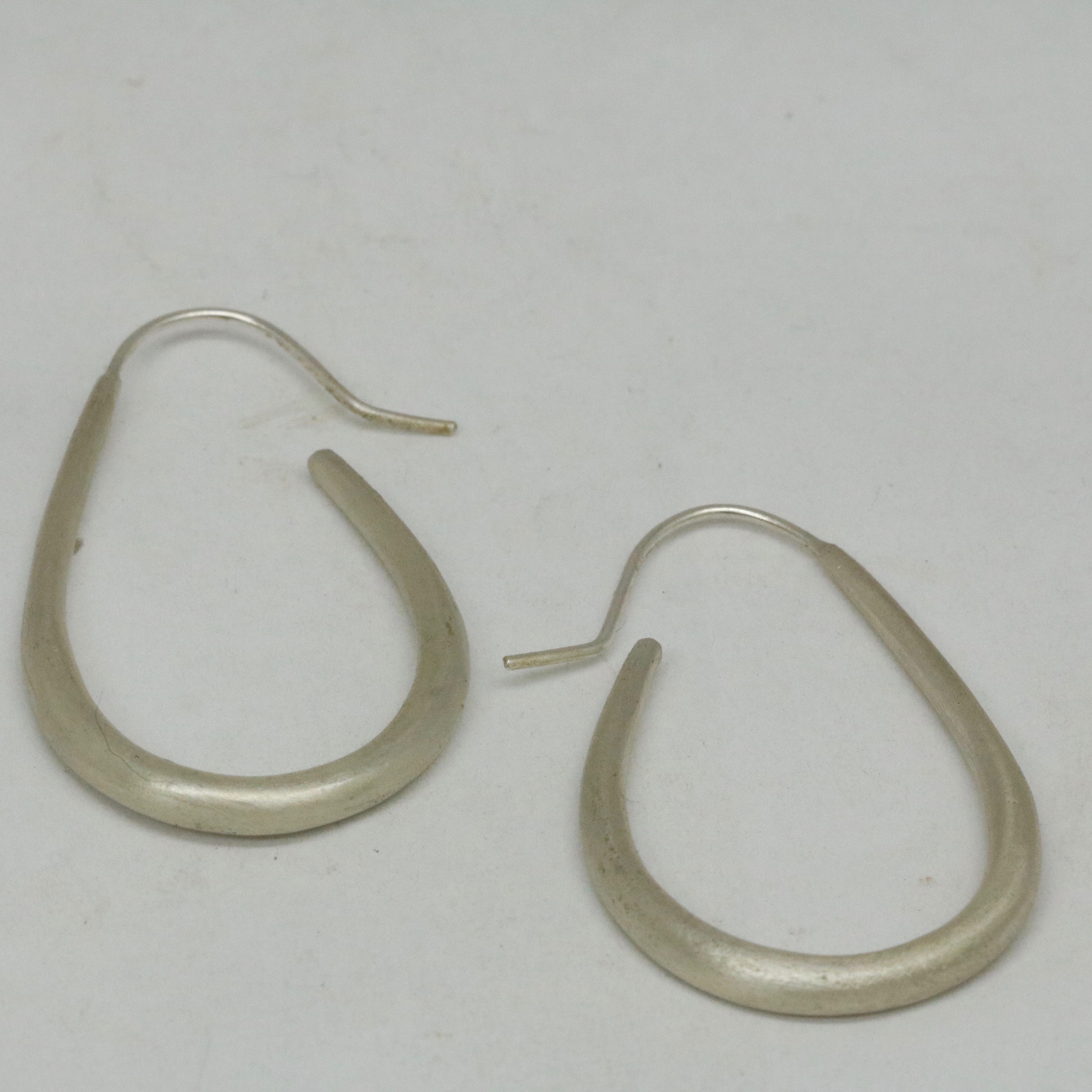 Silver Teardrop Hoops