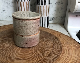 Stackable Lidded Spice Jars , Stone Gray Ceramic Salt Cellar With Lid, Hand Thrown Stoneware Container, Ready to Ship  by Sheri Beryl