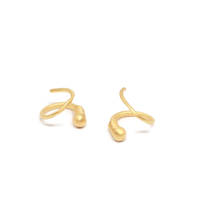 Gold Double Spiral Hoops Faux Piercing Huggie Earrings 18K Vermeil Artisan Handmade by Sheri Beryl image 3