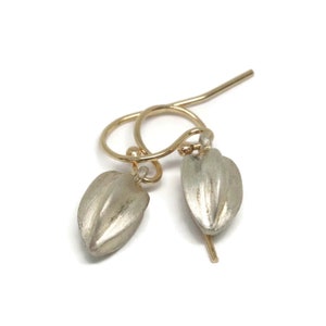 Silver Seed Pod Earrings Small Gold and Silver Botanical Jewelry, Artisan Handmade by Sheri Beryl image 1
