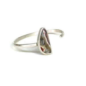 Lace Agate Bracelet , Open Bangle Gemstone Sterling  Silver Cuff,  Free Form Agate Artisan Handmade by Sheri Beryl