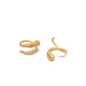 Gold Double Spiral Hoops Faux Piercing Huggie Earrings 18K Vermeil Artisan Handmade by Sheri Beryl image 1