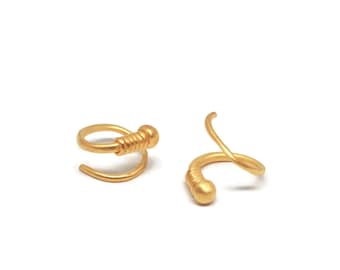 Gold  Double Spiral Hoops   Faux Piercing Huggie Earrings 18K Vermeil  Artisan Handmade  by Sheri Beryl