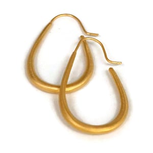 Large Gold Hoop Earrings,  Modern Teardrop Hoops,  18K Vermeil  Artisan Handmade  by Sheri Beryl