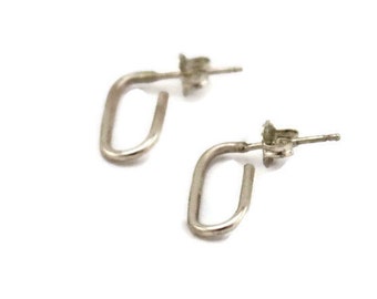Huggie Hoop Earrings Small Silver Post Hoops, Paper Clip Hoop, Earrings for Guys  Artisan Handmade by Sheri Beryl