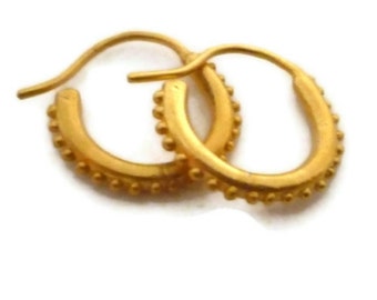 Small Gold Hoop Earrings  18K Vermeil Huggie  Earrings Granulated Jewelry  Artisan Handmade  by Sheri Beryl