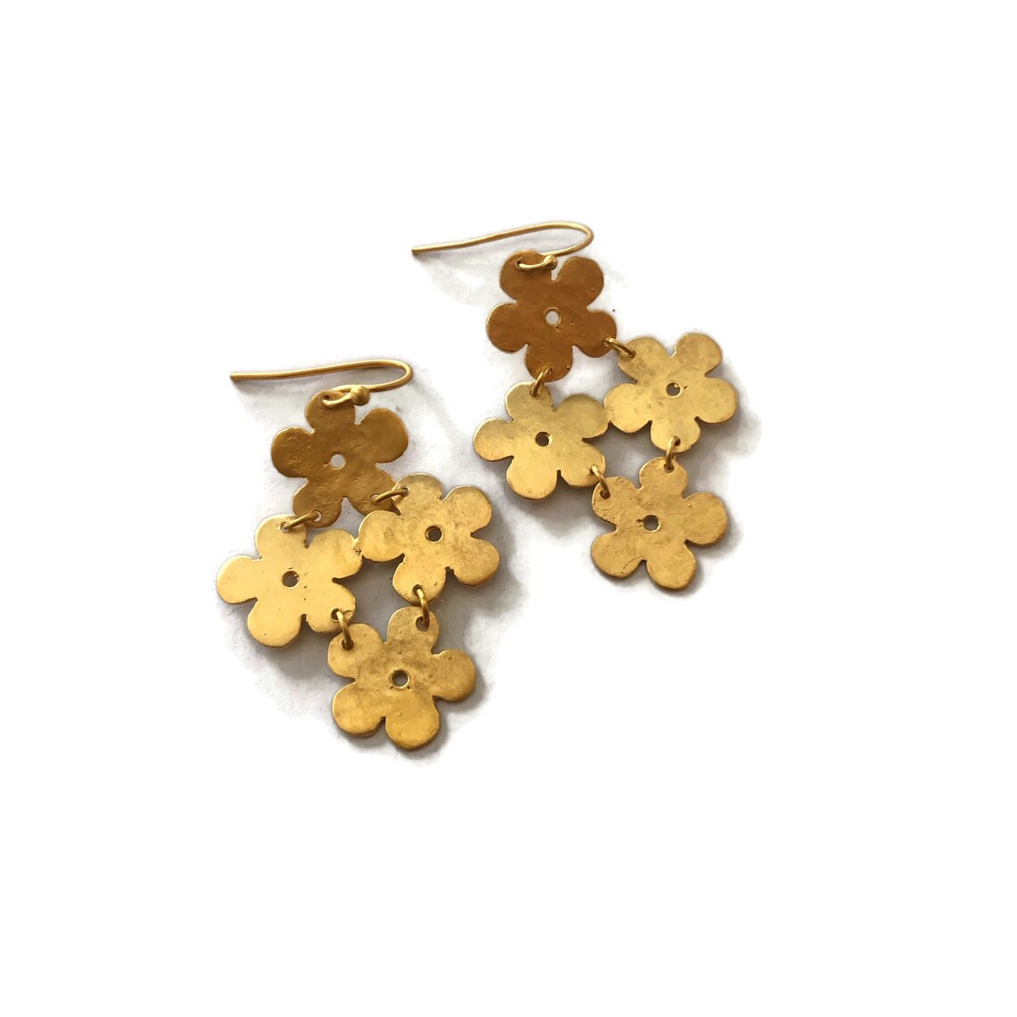 Flower Chandelier Earrings 18K Vermeil Daisy Chain Earring Etsy