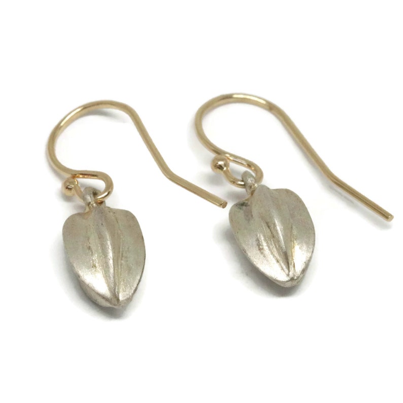 Silver Seed Pod Earrings Small Gold and Silver Botanical Jewelry, Artisan Handmade by Sheri Beryl image 3