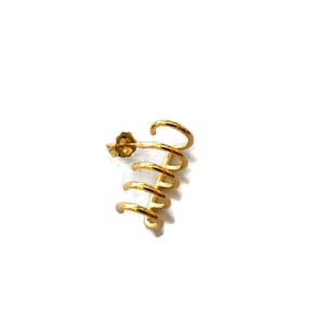 Multiple 5  Ring Hoop Earring , Faux Piercing Gold  Vermeil Spiral Ear Cuff  5  Ring, Mary Queen of Scots