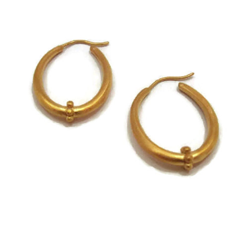 Large Oval Hoop Earrings Gold Hoops 18K Vermeil Granulated Jewelry ...