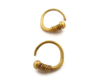 Mens Hoop Earrings Small Unique Gold Hoops For Guys Spiral 18K Vermeil   Artisan Handmade  by Sheri Beryl