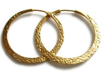 Gold Hoop Earrings Hammerd Hoops, Endless Hoops, Artisan Handmade by Sheri Beryl