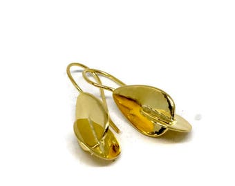 Geometric Gold Earrings, Round 18K Gold Plated Drop Earrings, ARTISAN HANDMADE by Sheri Beryl