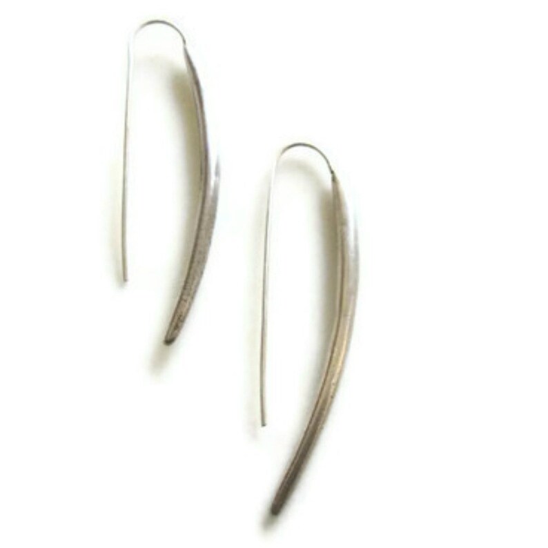 Long Stick Earrings, Sterling Silver Drop Earrings, Curved Sticks Artisan Handmade by Sheri Beryl image 1