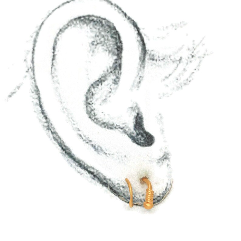 Gold Double Spiral Hoops Faux Piercing Huggie Earrings 18K Vermeil Artisan Handmade by Sheri Beryl image 2